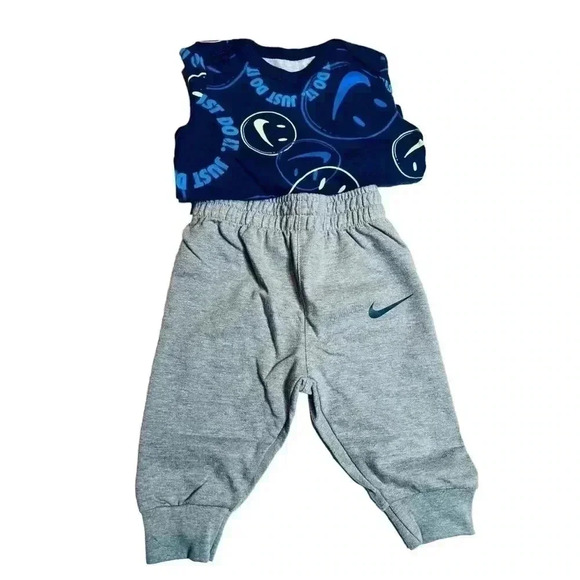 Nike Baby Boys Long Sleeve Bodysuit and Pants Set Size 3 Months Blue/Grey NWT - Picture 3 of 5